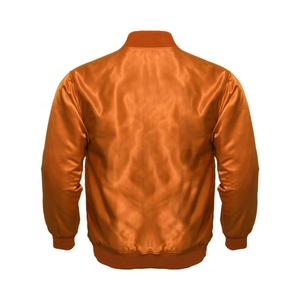 Chaqueta Bomber de Satén Naranja para Hombre, Chaqueta Varsity con Logotipo Personalizado, Chaqueta de Béisbol de Satén para Escuela Secundaria y Universidad - Product Image 2