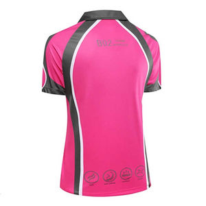 Camisa Azul para Mujer, de Punto Sólido, Transpirable, Antiarrugas, Antibolitas, Casual, de Manga Corta, con Cierre y Estampado Digital de Cuadros - Product Image 2