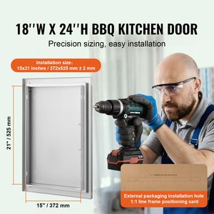 Porta di Accesso BBQ a Incasso in Acciaio Inossidabile 18W x 24H Pollici per Cucina Esterna, Accessori Singoli per Armadietti Verticali da Cucina - Product Image 2