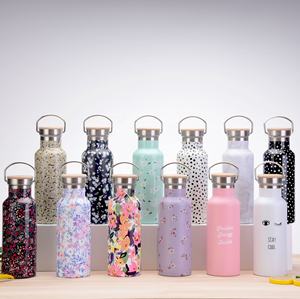 Beauchy 17oz personnalisé vide à double paroi flacon à vide isolé thermique en acier inoxydable bouteille d'eau avec couvercle en bambou - Product Image 3