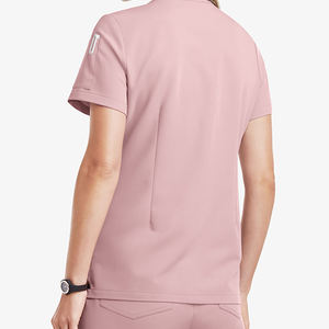 Haut de blouse d'infirmière pour femme, tissé, à manches courtes, col en V, uni, léger, respirant, avec deux poches, de haute qualité, pour usage hospitalier - Product Image 3