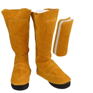 Guêtres de sécurité haute performance en cuir de vachette pleine fleur certifiées CE, résistantes aux radiations et aux flammes, pour soudeurs - Product Image 1