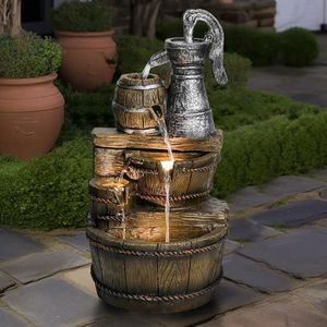 Rustico pavimento esterno a 5 livelli fontana giardino e Patio arredamento con barile e pompa acqua caratteristica - Product Image 2