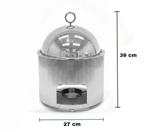 Chauffe-plat moderne et écologique de qualité durable, en acier inoxydable poli argenté avec couvercle métallique, idéal pour les buffets de mariage - Product Image 2