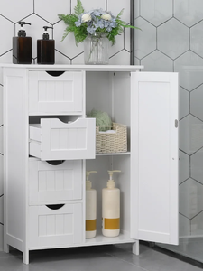 Armario de Almacenamiento de Madera Blanca Hecho a Mano, Diseño Tradicional, Organizador de Múltiples Niveles para Decoración y Mobiliario Moderno para el Hogar - Product Image 6
