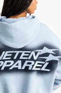 ONETEN APPARELS <b>Women's</b> Light <b>Blue</b> Hooded Zip-Up Drop Shoulder Back Print <b>Fleece</b> Sweatshirt - Product Image 6