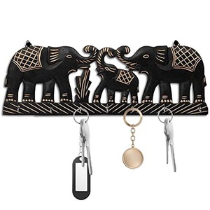 Handcrafted Sheesham Wood <b>Key</b> Holder with Brass Hooks - Rustic <b>Wall</b> Mount - Product Image 1