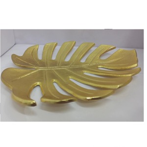 Metal Oak Leaf Decorative <b>Tray</b> Rustic Plant Design Single Piece Irregular Shape Handcrafted Ornament - Product Image 3