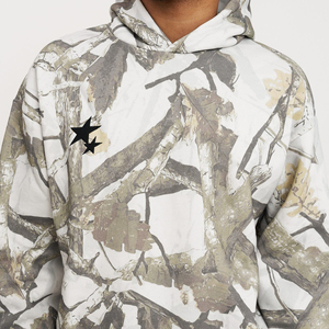 Sweat à capuche pour homme, motif camouflage arboral, logo brodé, style streetwear, très vendu, 350 GSM, coton/polyester, imprimé au dos, pull à capuche pour homme - Product Image 5