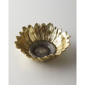 Bol de service rectangulaire de luxe en métal plaqué or de haute qualité avec poignées décorées de feuilles - Product Image 2
