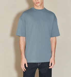 T-shirt vierge OEM personnalisé de luxe pour hommes, 100 % coton épais 260 GSM, col rond, coupe oversize et carrée, idéal pour l'été – Vente en gros - Product Image 3
