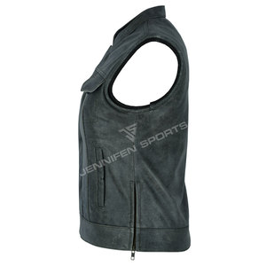 Gilet de motard en cuir d'agneau souple uni pour femmes avec poche poitrine – Nouvelle collection de gilets et de vestes pour femmes - Product Image 4