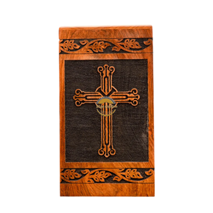 Handcrafted christians cultural urns & Natural Wood Cremation Urn Ashes <b>Box</b> Artistic Funeral <b>Memorial</b> <b>Keepsake</b> by AYAANS - Product Image 3