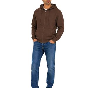 Sudadera con capucha de algodón y forro polar para hombre, con cremallera completa y bolsillos frontales, ideal para pedidos al por mayor de ropa de moda. - Product Image 6