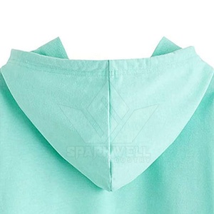Hoodie court confortable pour femme, hiver, uni, 100% coton, séchage rapide, respirant, léger, manches longues, poche avant, décontracté, tendance - Product Image 4