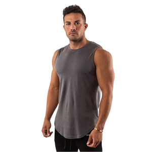 Camiseta sin Mangas para Hombre, Color Verde Oliva, Cuello Redondo, Tejido Sólido, Estilo Casual - Product Image 2