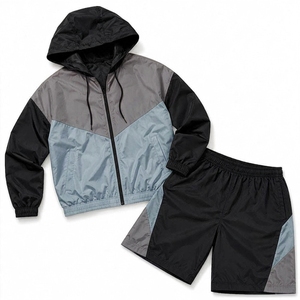 Veste de pluie courte imperméable avec short pour homme, légère, pour la course en extérieur, logo personnalisé, coupe-vent, survêtement pour homme - Product Image 1
