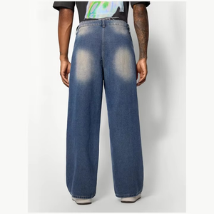 Jeans de Mezclilla para Hombre, 100% Algodón, Estilo Urbano, Desgastados, Anchos y Holgados, Jeans de Pierna Ancha para Hombre - Product Image 4