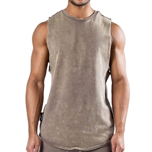 Camiseta sin Mangas de Verano de Alta Calidad con Lavado Ácido, 100% Algodón, Deportiva, Vintage, para Hombre, Tallas Grandes, Suministro OEM - Product Image 3