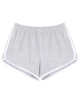 Shorts rétro pour femmes, style décontracté, avec bordure contrastante, taille élastique, mini-short d'été pour la plage, en coton molletonné de haute qualité, coupe ajustée - Product Image 2