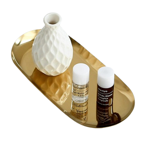 Brass Metal Serving & Decorative <b>Vanity</b> <b>Tray</b> for Dressing Table Round Shape Wedding and Hotel Accessories Supplies - Product Image 1
