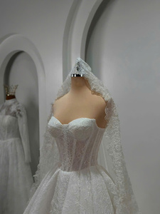 Vestido de Novia de Encaje de Lujo, Estilo Vintage, Corte en A, Largo hasta el Suelo, Alta Calidad, Nuevo, Talla Grande, Otoño TNBPno19TL - Product Image 2