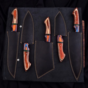 Ensemble de couteaux de cuisine Damas faits à la main, couteau de chef, couteaux de cuisine, manche en bois, hachoir, trancheur, couteau utilitaire, livraison USA Europe - Product Image 6