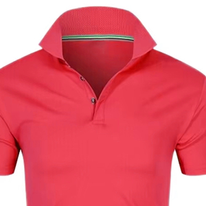 Knitted <b>Polo</b> Shirt Short Sleeve High Performance Comfortable Casual Wear Red Solid Color Classic Button Design Regular Fit - Product Image 2