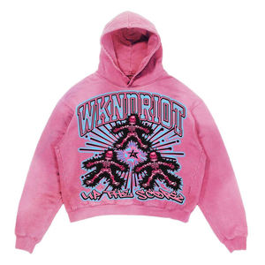 Sweat à capuche personnalisé avec motif graphique, streetwear tendance, pull oversize rose imprimé pour hommes et femmes - Product Image 4