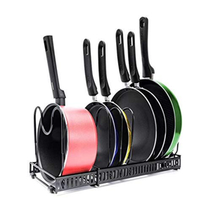Support de rangement pour casseroles et poêles, pour armoire de cuisine et comptoir, support métallique pour ustensiles de cuisine, solution d'économie d'espace pour couvercles de casseroles et rangement - Product Image 1