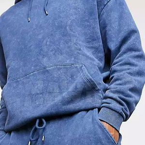 Conjunto Deportivo de Forro Polar 2 en 1 con Capucha Azul para Hombre, Manga Larga, Color Sólido, Algodón, Informal, Ropa de Invierno, Bolsillos Laterales, Cierre con Cordón - Product Image 5