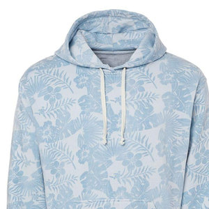 Sweat-shirt à capuche pour homme, bleu clair, imprimé floral, coupe classique, décontracté, en coton tricoté, pour l'été, avec poche - Product Image 6