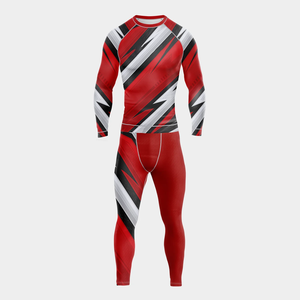Ensemble de sport 2 pièces pour homme, personnalisé en gros, avec Rashguard à manches longues et collants imprimés, pour la course et la gym, OEM - Product Image 5