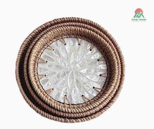 Hot Selling <b>Small</b> Cute Luxury Rattan Mop Tray for Serving Wine Cheese Parties Living Room Aesthetics Unique Decorative - Product Image 1