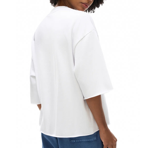 Camiseta Blanca Oversize de Manga Corta con Cuello Redondo para Hombre, Diseño Liso Informal, 100% Algodón Jersey - Product Image 4