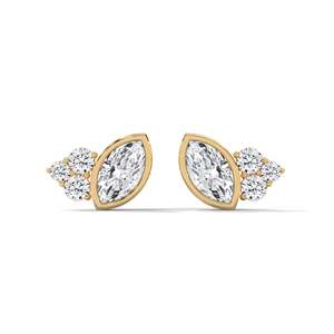 Pendientes de Diamantes con Corte Marquesa Chapados en Oro Rosa para Mujer, con Diamantes Laterales, Joyería de Lujo para Bodas - Product Image 4