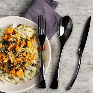 Juego de Cubiertos de Lujo en Oro, Juego de Cubiertos de Acero Inoxidable 18/10, Cuchara, Tenedor y Cuchillo Cuadrados Modernos, Vajilla Pulida a Espejo para Hotel - Product Image 2