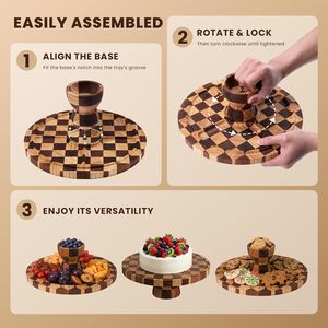 <b>Cake</b> <b>Stand</b> 12in Wooden <b>Cake</b> <b>Stand</b> 2-in-1 Dessert Display & Charcuterie Board Platter for Serving Cupcakes - Product Image 2