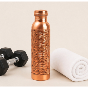 Botella de Agua de Cobre Puro, Diseño Premium con Grabado de Azulejos, Estilo Moderno, Ecológica, para Beber Agua, Gimnasio, Oficina, Logotipo Personalizado - Product Image 2