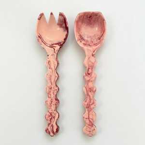 Utensilios para Ensalada de Resina Ecológicos y Aptos para Alimentos, Cuchara y Tenedor Hechos a Mano, Duraderos, Aptos para Lavavajillas, Vajilla para Hotel, Restaurante, Buffet - Product Image 1