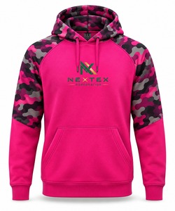 Sweat à capuche raglan rose camouflage pour homme avec logo imprimé par sublimation sur la poche avant – Prix bas - Product Image 1