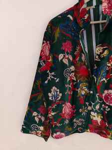 Blouson bomber court pour femme, imprimé floral bohème, en velours, réversible, broderie écologique, 100% coton, hiver - Product Image 2