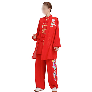 Tenue de Tai Chi Rouge Entièrement Personnalisée, Nouvelle Arrivée, Vêtement d'Entraînement d'Arts Martiaux, Produit de Qualité Supérieure, Uniforme de Kung Fu pour Femmes - Product Image 1