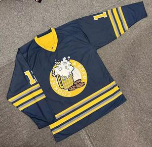 เสื้อฮอกกี้น้ำแข็งแบบกลับด้านได้ แฟชั่น ดีไซน์ตามสั่ง ซับเหงื่อ 100% โพลีเอสเตอร์ ขายส่ง แบบซับลิเมชั่น สำหรับผู้ชาย ผู้หญิง ทีม คลับ - Product Image 1