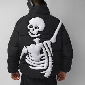 Chaqueta Acolchada con Estampado 3D de Mano de Esqueleto para Hombre y Mujer, Cortavientos de Invierno con Cuello Alto y Cremallera, Estilo Urbano - Product Image 4