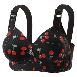 Sujetador de mujer para uso diario, de punto liso, con pedrería, sin aros, copa completa, push-up, con tirantes ajustables y cierre de tres corchetes en U en la espalda - Product Image 1