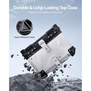Bauletto Universale Impermeabile in Alluminio per Moto 55L e 65L, Scatola Posteriore Staccabile per Motociclisti con Rivestimento in Pelle - Product Image 2