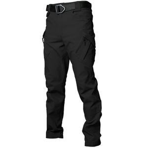 Pantalon cargo tactique pour homme, taille haute, plusieurs poches, séchage rapide, style vêtements de travail, toile, couleur grise - Product Image 2