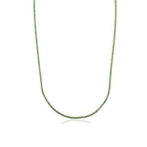 Collar de cuentas finas de oro de 14 quilates estilo Art Déco con esmeralda verde intensa de 6.82 quilates - Product Image 5