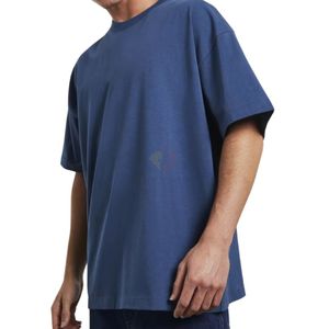 เสื้อยืดสีน้ำเงินกรมท่าทรงหลวมสำหรับผู้ชาย ผ้าฝ้ายเนื้อดี ระบายอากาศได้ดี สวมใส่สบาย เหมาะสำหรับใส่ทุกวัน เสื้อยืดลำลองสำหรับผู้ชาย - Product Image 4